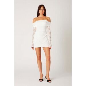 NIA Ava lace off-the-shoulder mini dress mini dress in White size S NWT